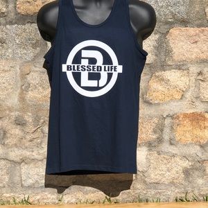 Unisex Navy Tank With White Blessed Life Logo